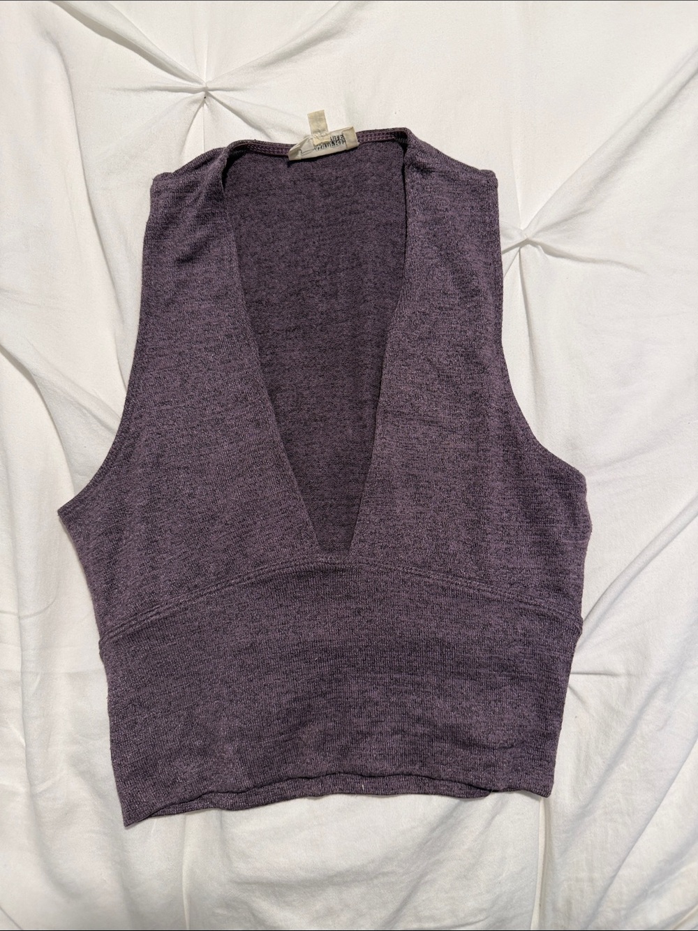 Sleeveless Deep V Crop Top - Purple